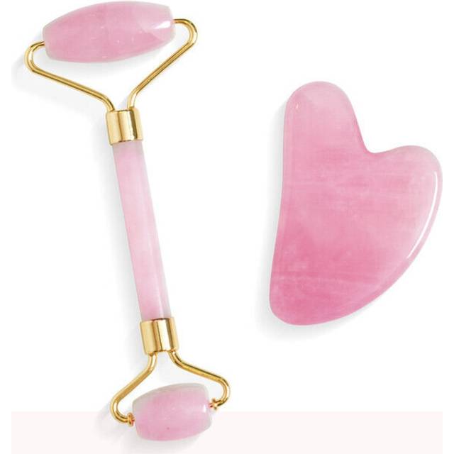 (a-Pink) Guasha High Quality with Box Natural Stone Scraping Roller Massage Relaxes Muscle Tightens Contours Spa Facial Beauty Care Tools