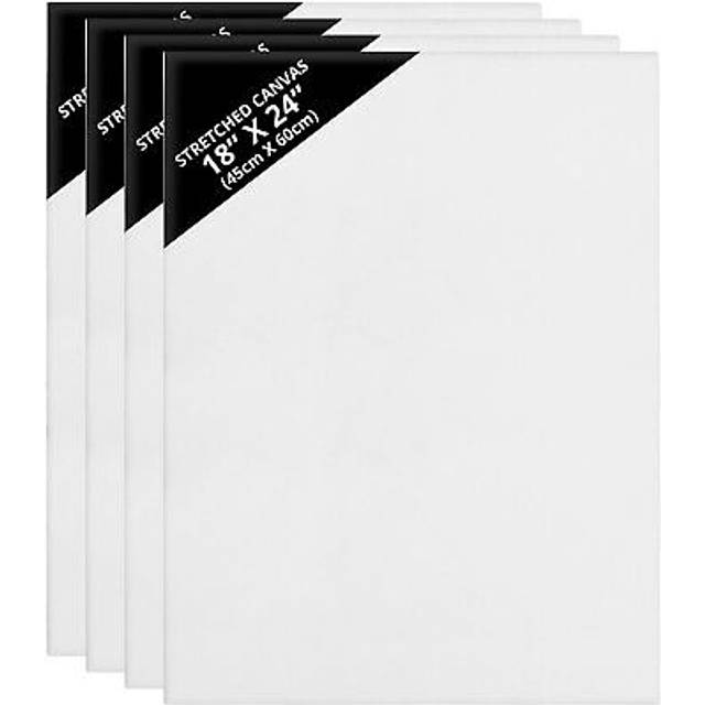 Belle Vous Blank Canvas (4 Pack) - 45 x 60cm (18 x 24 inches) - Large Pre Stretched Canvas Panel Boards - Suitable for Acrylic...