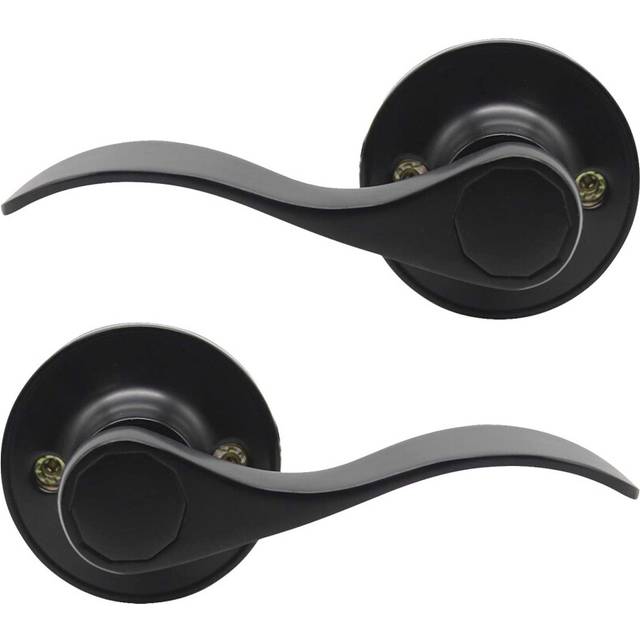 Probrico 1 Pair Black Wave Style Dummy Door Lever for Interior Door Left Hand and Right Handed  NonFunctioning