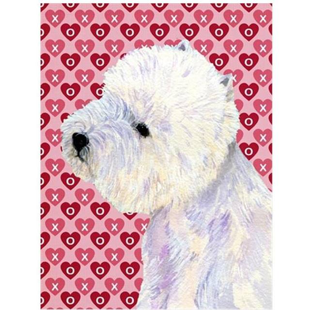 28 x 40 in. Westie Hearts Love And Valentines Day Portrait Flag Canvas House Size