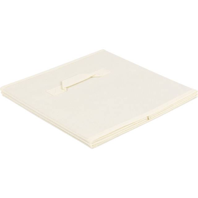 (Cream, Medium) 6 Collapsible Cube Storage Boxes Carry Handles