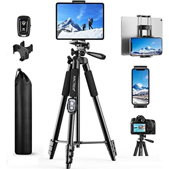 Phone Tripod, 2023 Upgraded 65inch/165cm Lightweight Portable Camera Tripod for iPhone/iPad/Samsung/Smartphone/Action Camera/DSLR Camera with Phone