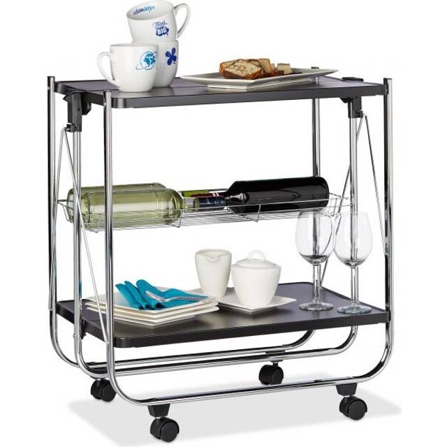 Folding serving trolley