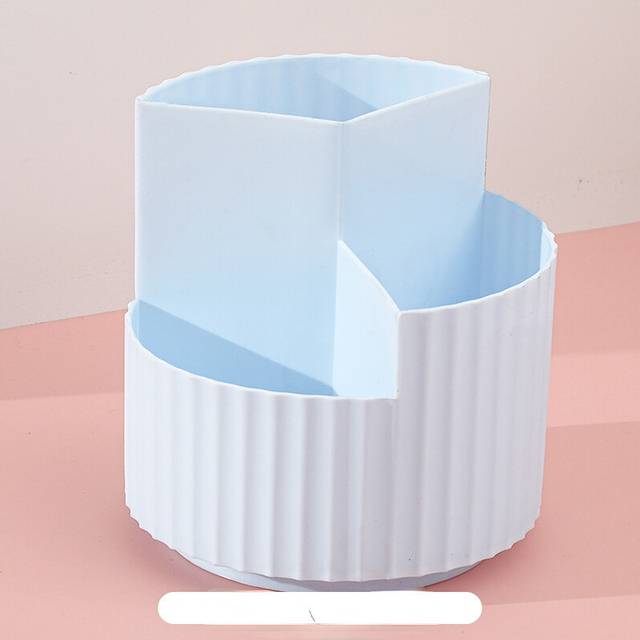 (Sky Blue) Multifunction 360 Degree Rotating Pen Holder Creative Large Capacity Desktop