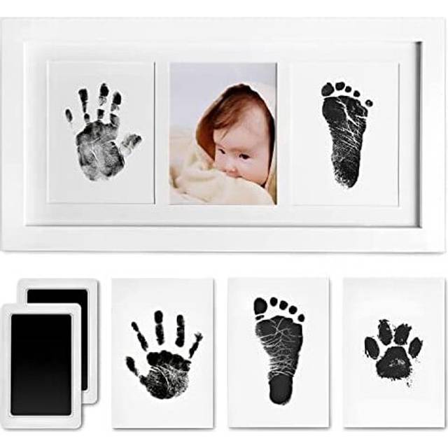 Norjews Baby Handprint and Footprint Photo Frame Kit for Newborn Boys and Girls, Safe Clean-Touch Ink Pad Included, Memorable Keepsake Box, Gift to