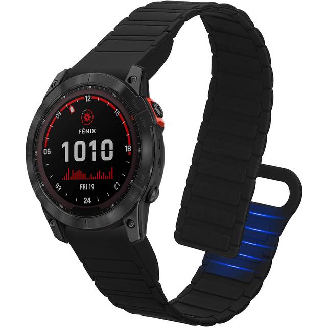 kwmobile Rem kompatibel med Garmin Fenix 8 51 mm/Enduro 3/Fenix 7X / 7X Pro/Instinct 2X – silikon magnetisk stängning – 14-22 cm – svart