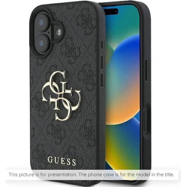"Guess PU 4G Metal Small Logo Case for iPhone 16e 6.1"" Grey - GUHMPSE4P4SM4MK"