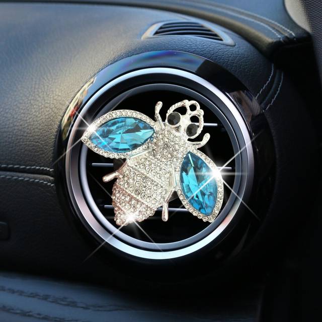 (StyleA) Crystal Unique Bee Car Aromatherapy Clip Air Vent Perfume Holder Decorative Set