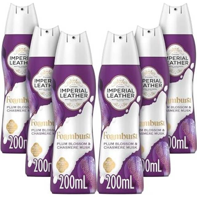 Imperial Leather Foamburst Relaxing Shower Gel, Plum Blossom & Cashmere Musk Body Wash, Luxurious Foam Lather, Gentle Skin Care Pack of 6 x 200ml