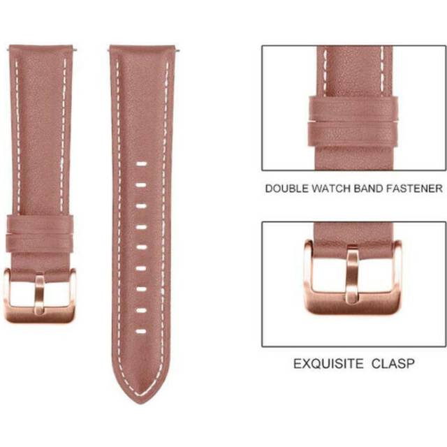 20mm Pink Soft Leather Watch Band Replacement Strap for Samsung Galaxy Watch 3 41 Active 1 2 40 42 mm