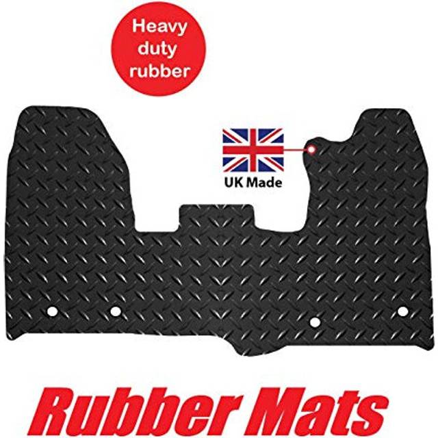 Lusso Floor Carpet Mats for Car | Tailored/Compatible to Fit Ford Transit Custom 2015 onwards | Heavy Duty 3mm Rubber Car Mats | 1-Piece Set (Black