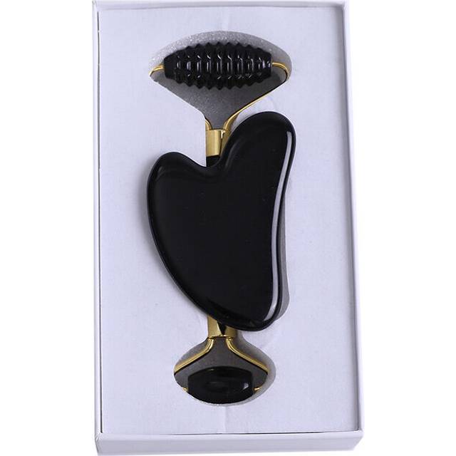 (a-type 2) 2 PC Gouache Scraper Jade Roller And Gua Sha Set Natural Rose Quartz Facial Massager Guasha Board Face Lifting Relax Beauty