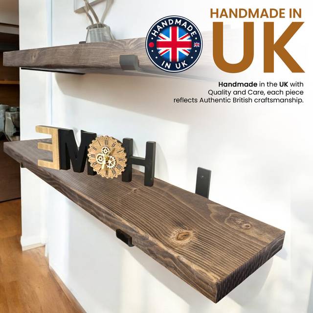 Beyerville Wooden Shelf Handcrafted Wall-Mounted, Handmade Decorative Kitchen, Living Room Decor - Rustic Pine (4.5cm H x 80cm W x 22cm D)