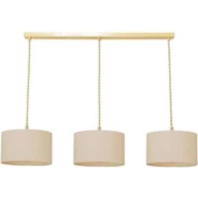 ValueLights Reni Natural Drum Shade 3 Drop Bar Gold Diner LED Ceiling Pendant Light - Black - 123.5 x 98 x 25cm