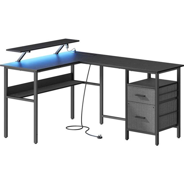10cm W L-Shaped Computer Desk - Black (10cm W X 10cm D)