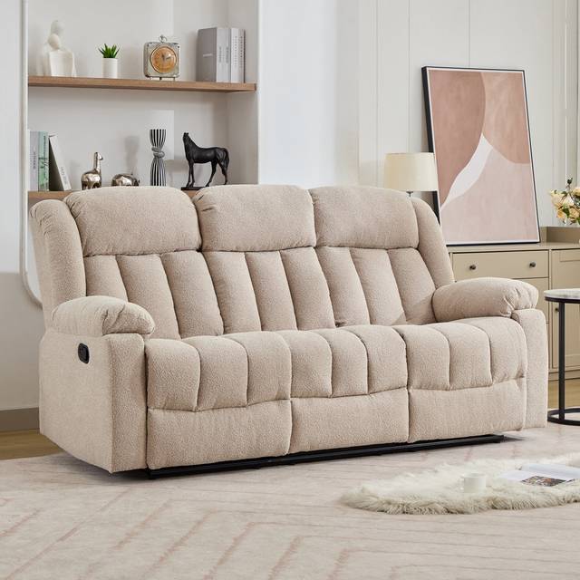 Berroa 3 Seat Recliner Sofa with Central Console - Brown (105cm H X 206cm W X 97cm D)