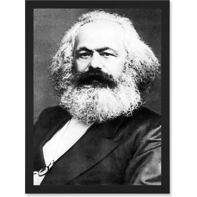 Karl Marx Vintage B&W Photo A4 Artwork Framed Wall Art Print - Black;White (82.04cm H X 59.44cm W)