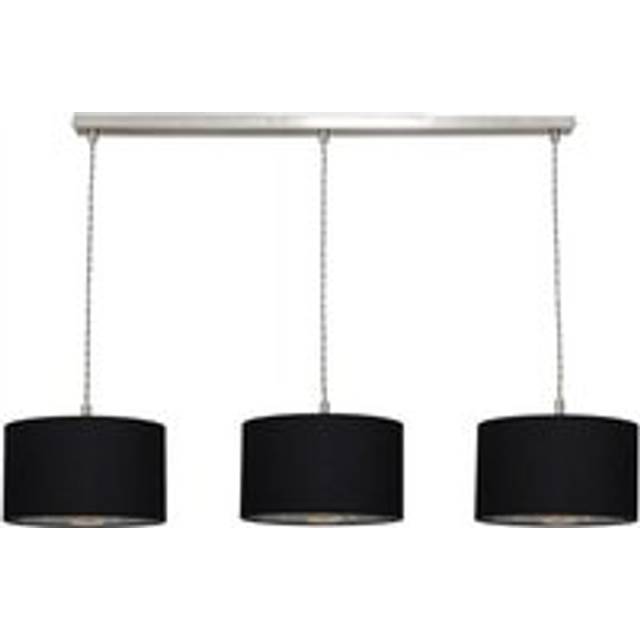 ValueLights Reni Black and Chrome Drum Shade 3 Drop Bar Chrome Diner LED Ceiling Light - 123.5 x 98 x 25cm