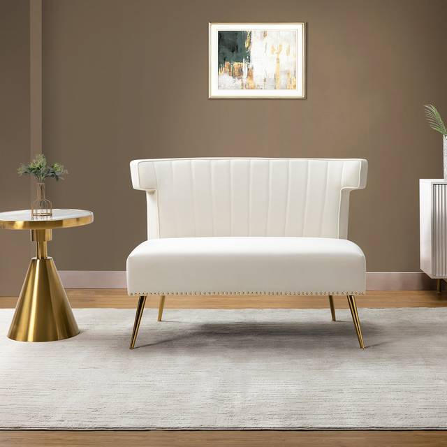 Cadmus Contemporary Armless Loveseat - Ivory (83.8cm H X 117cm W X 71cm D)