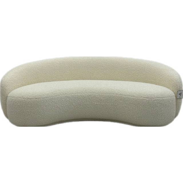 White Boucle Crescent Curved 3 Seater (75cm H X 210cm W X 115cm D)