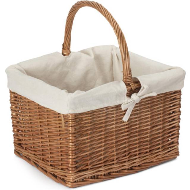 Lily Manor Wicker Butcher Shopping Basket with Lining - Double Steamed