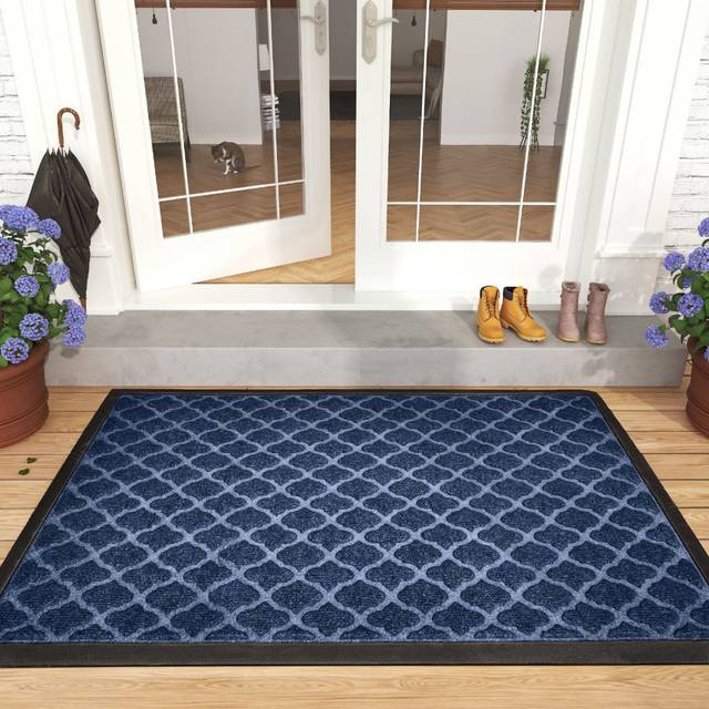 Non-Slip Outdoor Door Mat - Blue (24&#39;&#39; W x 36&#39;&#39; L)
