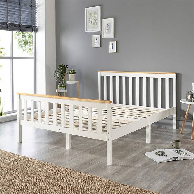 Aadi Solid Wood Shaker Bed Frame - Full Natural (Kingsize (5&#39;))