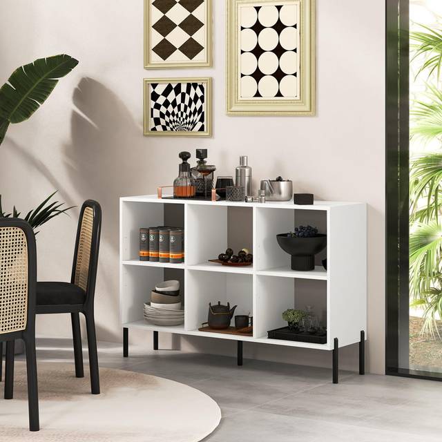 Wooden Freestanding Bookshelf - White (78cm H X 120cm W X 13.7cm D)