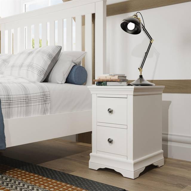 48cm W Solid + Manufactured Wood Bedside Table - White (60cm H X 48cm W X 40cm D)