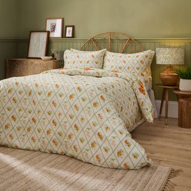 Voyage Maison Peach Harvest Cotton Duvet Cover Set Set Orange Double Duvet Cover + 2 Standard Pillowcases