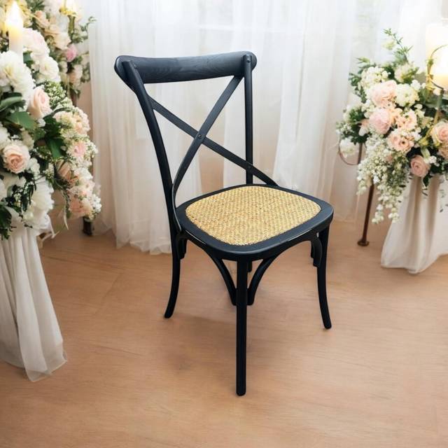 Brambly Cottage Arnulfo Cross Back Dining Chair Black 226.06cm H X 114.3cm W X 106.68cm D