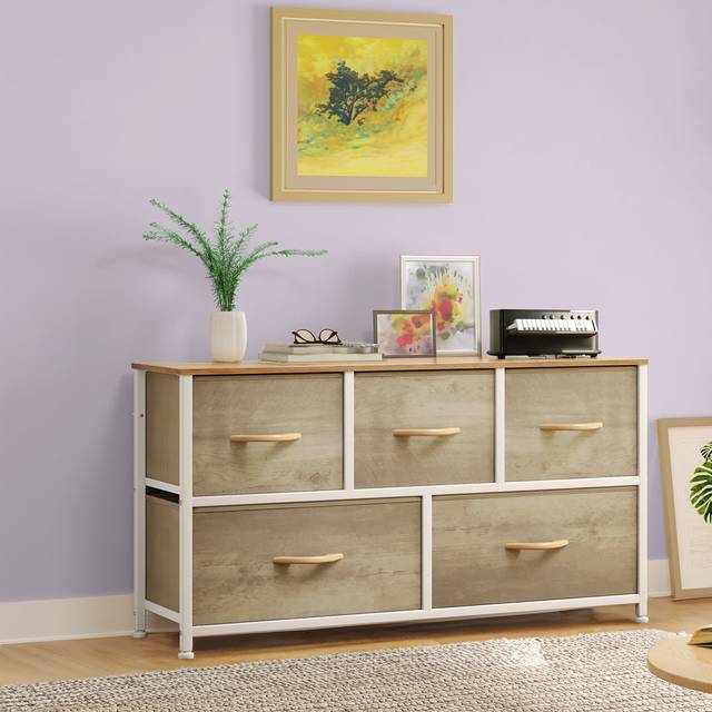 5 Drawer 100Cm W chest of drawers - Oak (54.6cm H X 100cm W X 30cm D)