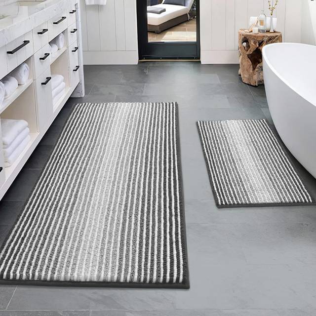 2-Piece Set Rectangle Bath Rug - Grey (60.9cm W)