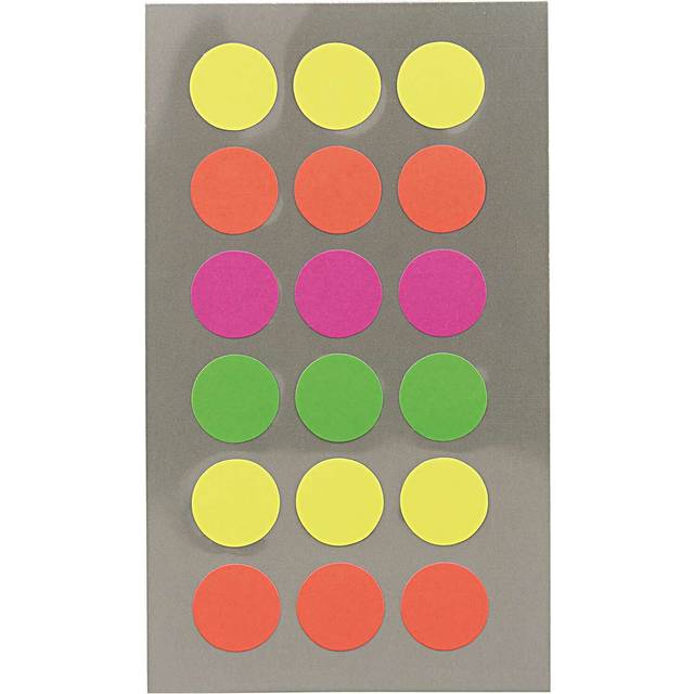 Small Fluorescent Neon Dot Labels Stickers, 15mm Round Circular, Rcnd7916