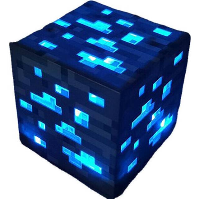 (Blue) Rechargeable Ore Night Light Creative Minecraft Torch Game Lamp Children's Model Toy Home Bedroom Decoration LED Lamp