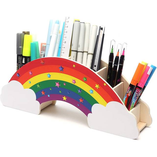 EXERZ Rainbow Pencil Holder + 50pcs Star Stickers Desk Organiser