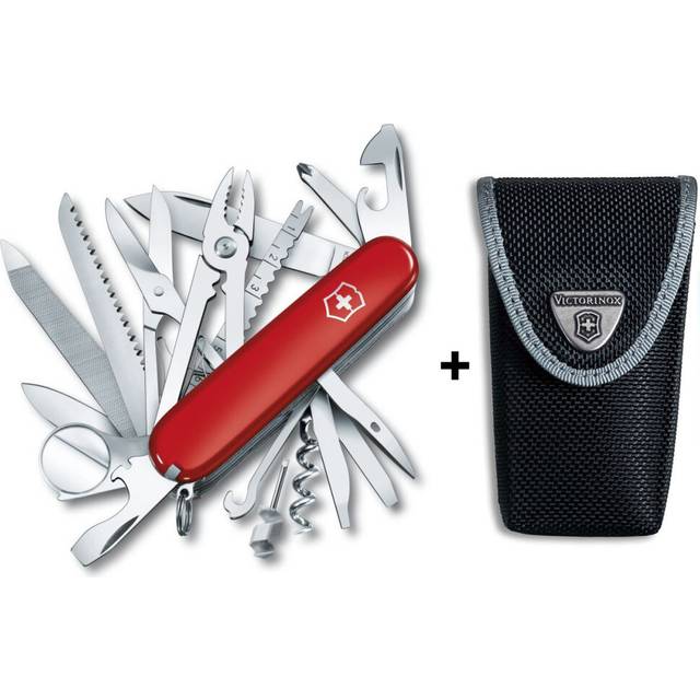 (red/black (nylon)) Victorinox SWISS CHAMP Swiss army knife bundle pack - with free Victorinox pouch