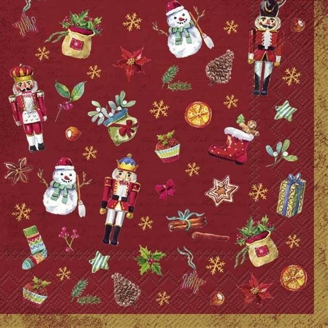 Christmas Printed Nutcracker Cocktail Paper Napkin 20-Pack Disposable 3-Ply