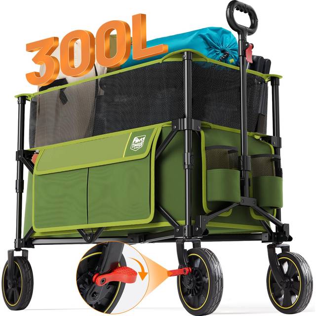 TIMBER RIDGE 300L Extra Large Collapsible Folding Wagon Carts with Brake  Heavy Duty Outdoor Camping Utility Wagons with Extende