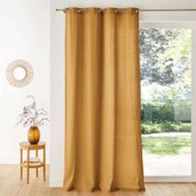 Lincot Metal Eyelet Curtain - Ochre Yellow - W135 x D180cm