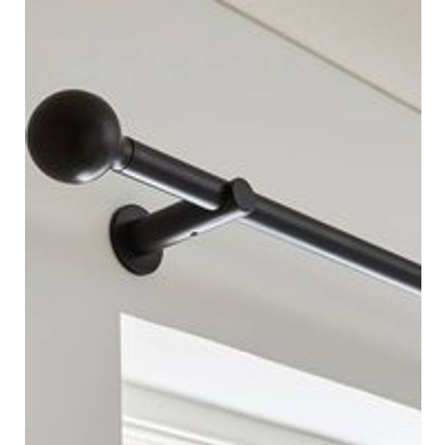 Contemporary Ball Fixed Metal Curtain Pole - Black