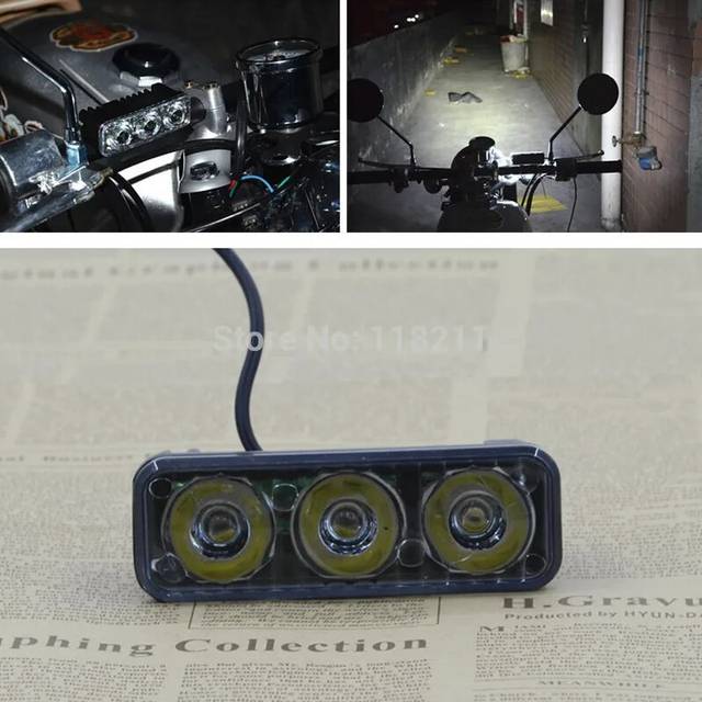 Universal Waterproof DC12V-80V Motorcycle Headlights 3 LED Spotlight Head