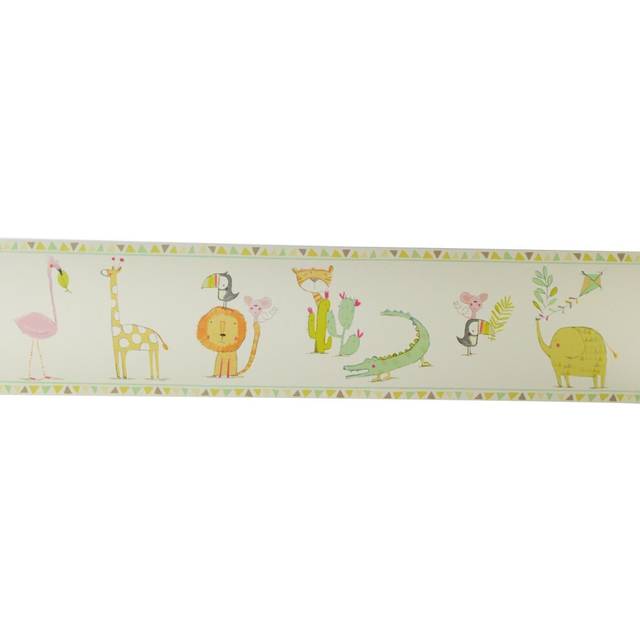 Kid Bedroom Border Self Adhesive  Themed Elephant Tiger 13.5cmx5m