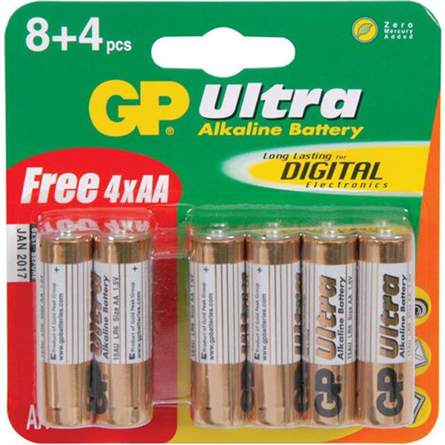 GP AA 1.5V Plus Ultra High Performance Alkaline Battery [12 Pack]