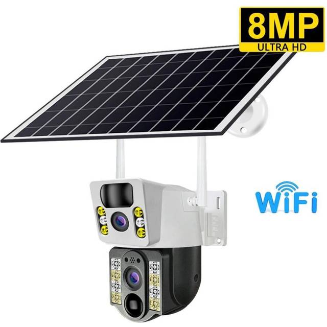 8MP 4K trådlös solkamera 4G Sim utomhus Dual Lens Wifi IP-kamera PIR Night Vision V380 Pro CCTV Säkerhetsskyddsskärm WIFI Camera