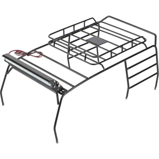 Metal Roof Rack Roll Cage Luggage Tray with LED Light Bar for RC Car