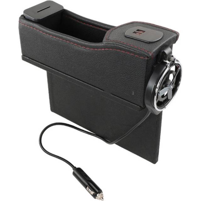 Multi-function Car Co-pilot Position Dual USB Charging Digital Display Storage Box Crevice Water Cup Holder(Black)