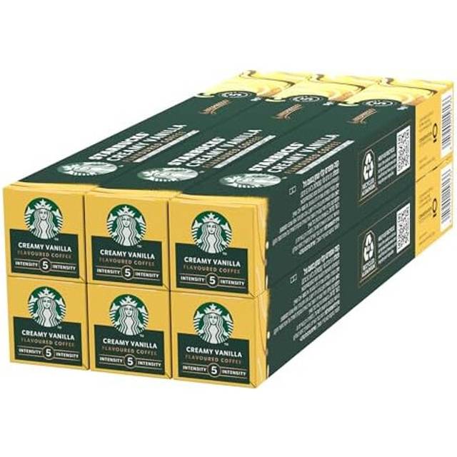 STARBUCKS Creamy Vanilla Flavoured Coffee by Nespresso, Blonde Roast, Coffee Capsules 6 x 10 (60 Capsules)