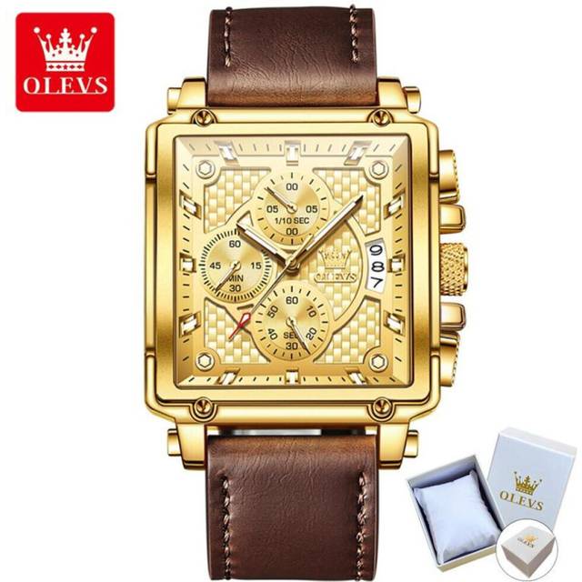 (Gold) Olevs Square Multifunction Sports Quartz Watch