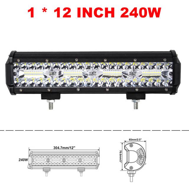 (1 x 240w 12 inch) 4/ 7 Inch 120W Combo off road Led Light Bars Spot Flood Beam for Work